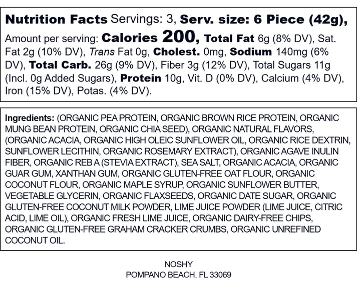 Ingredient list for Key West Key Lime Protein Poppers