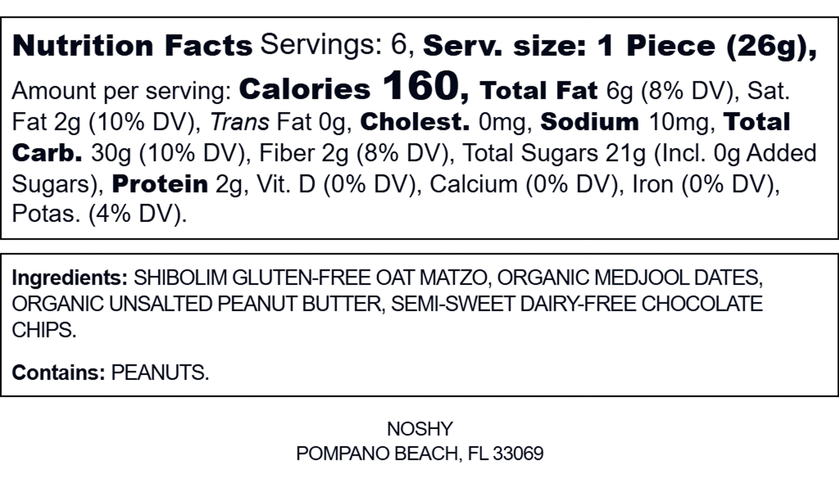 Ingredient list for Lot's a Matzah (Original) (3-Pack)