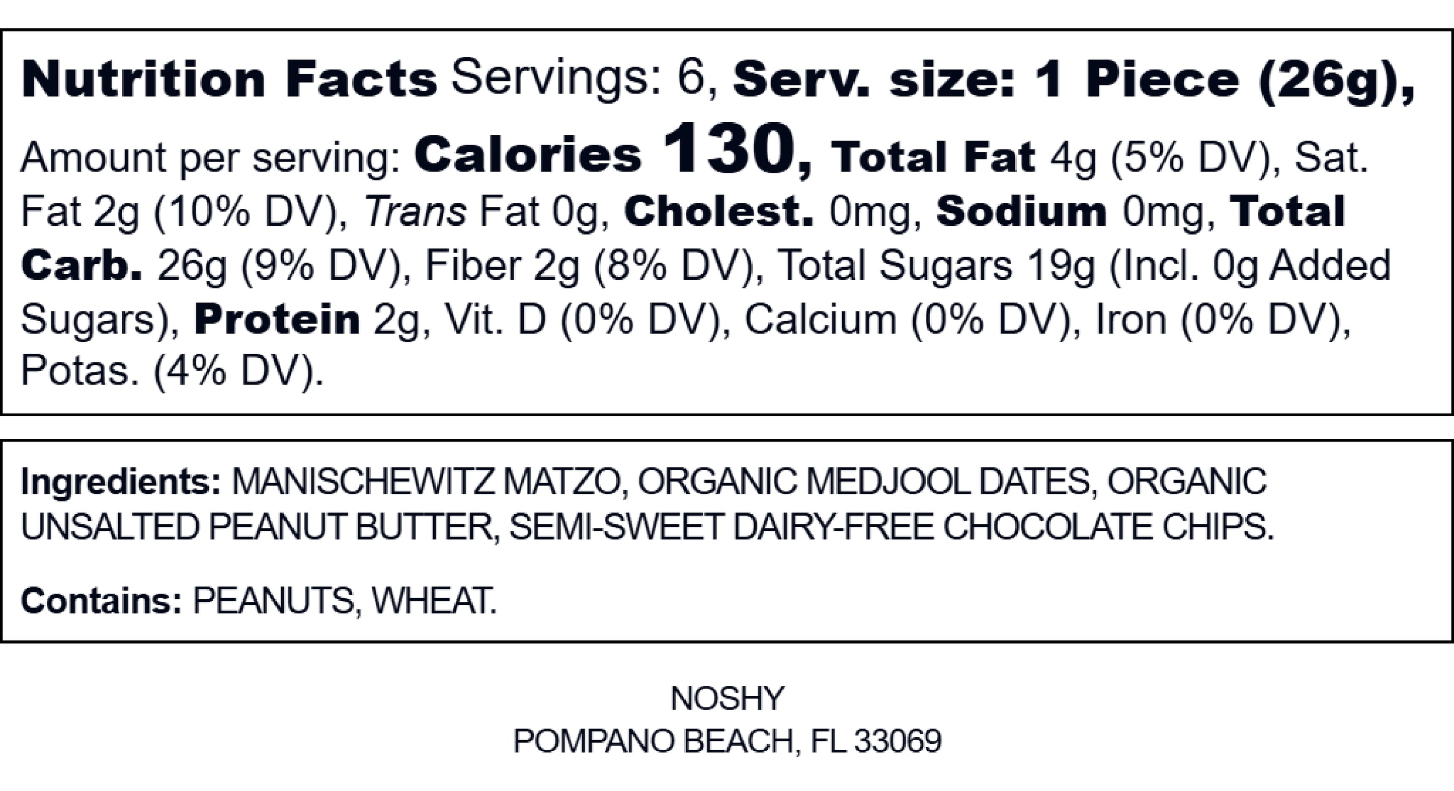 Ingredient list for Lot's a Matzah (Original)